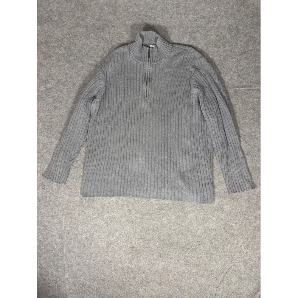 Old Navy Mens XXL Gray Ribbed Quarter Zip Cotton Pullover‎ Sweater 301371 Q4/05